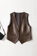 Autumn Split Vest Jacket Women Short Casual Ladies Sleeveless V-neck Waistcoat Tops