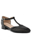 Female Sandals Square Toe Heels 3.5cm Buckle T-Strap Breathable Mesh Casual Shoes