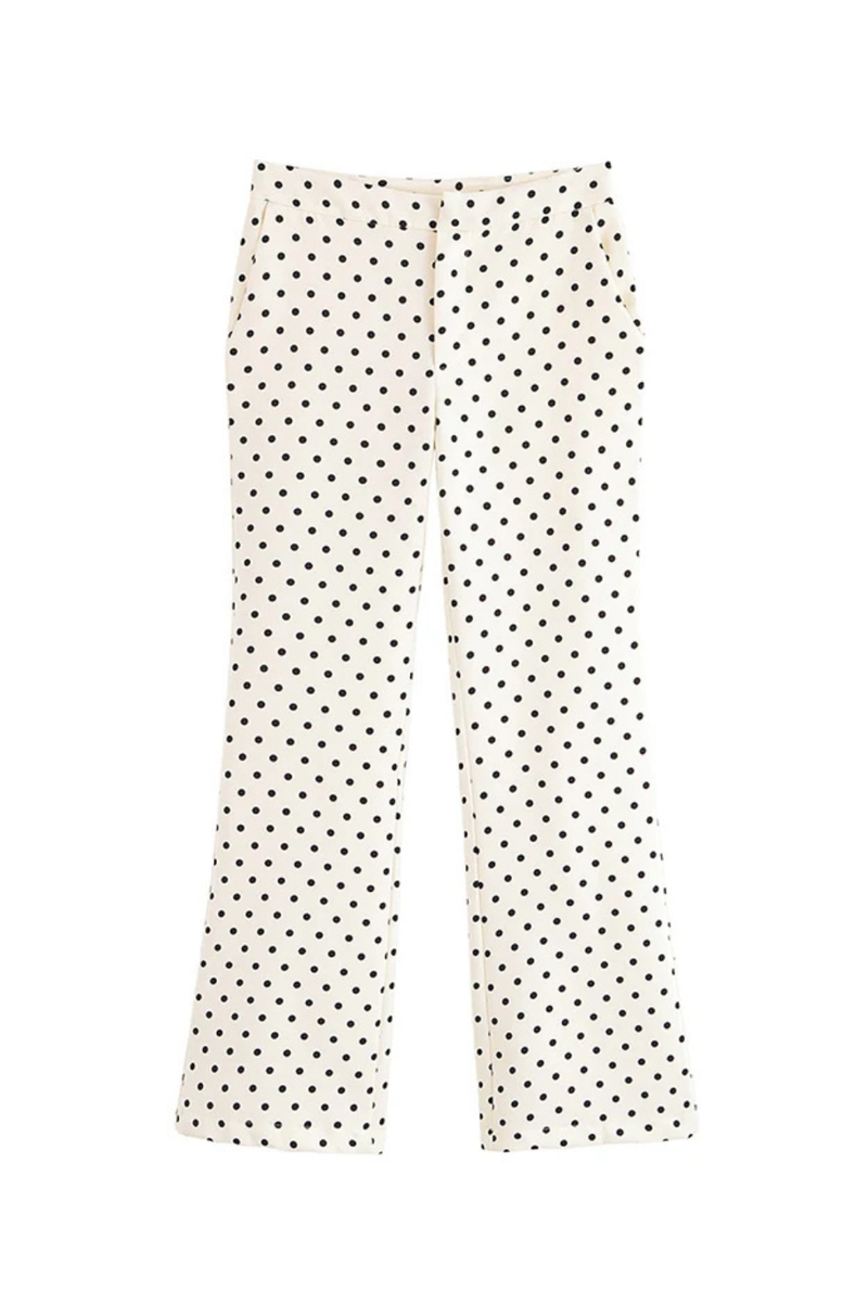 Women Polka Dot Flare Pants Autumn Casual Trousers Holiday Party Beach Leisure