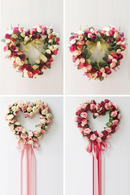 Valentines Wreath For Front Door Heart Shape Artificial Rose Flower Garland Silk Hanging Decoration