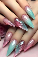 24pcs Long Stiletto Nails gradient False Nails Full Cover Press on Nails DIY Detachable