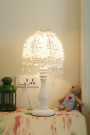 Lace fabric white table lamps Romantic rural maid lovely dimmer switch wood lamps