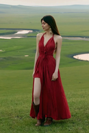 Dress for Women Holiday Flowy V-neck Sleeveless Split Maxi Long Summer Clothes