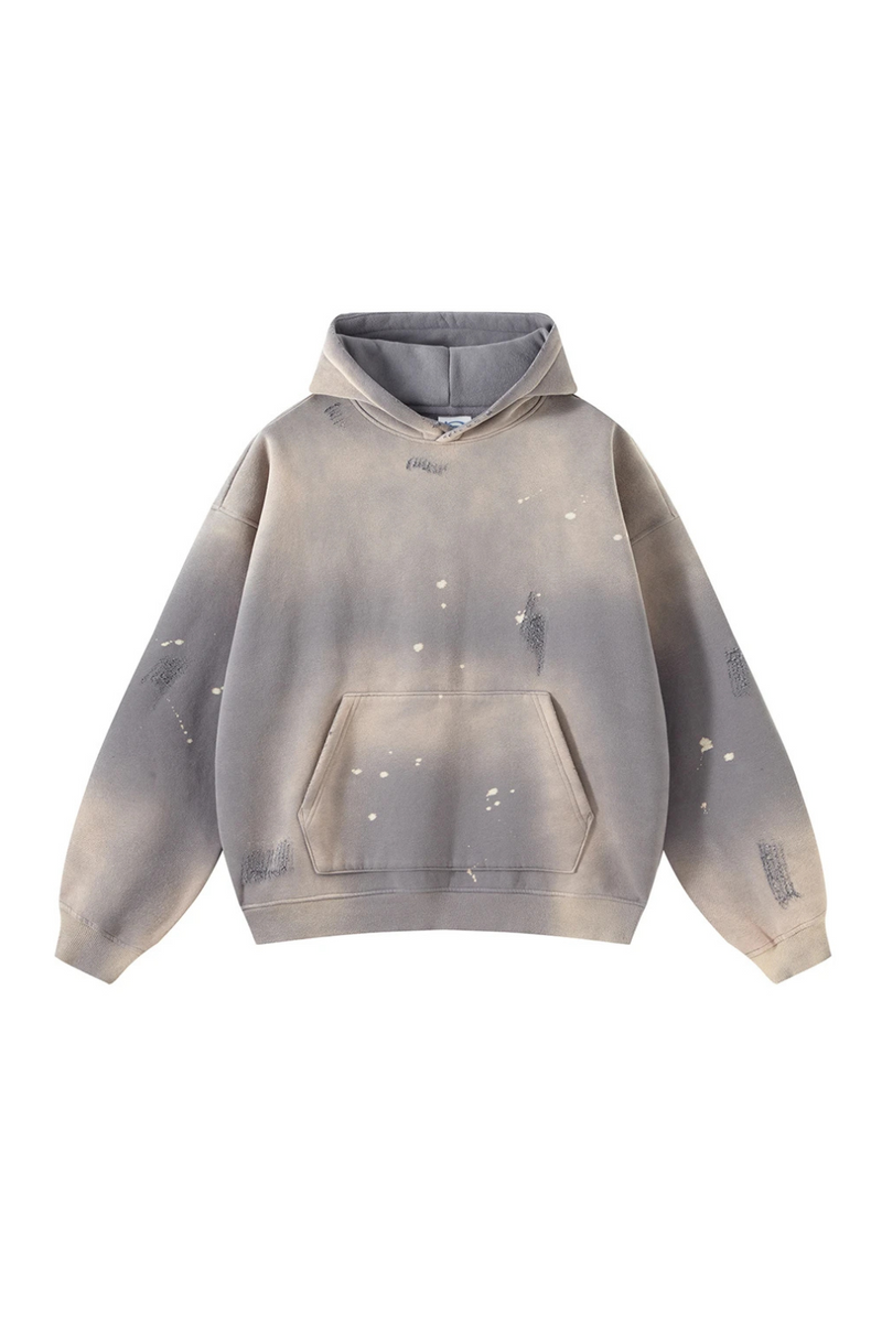 Winter Hoodies For Men Unisex Loose Washed Ripped Warm Fleece Hooded Pullover