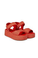 Summer Platform Sandals Ladies Outdoor Crystal Square Buckles Sand Color Raffia Wedge Sandal for Women