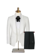 White Jacquard Dress Three-piece Groom Dress Big Size Explosion Four Seasons Men Suits 3 Piece