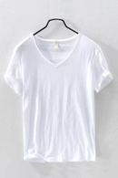Solid V-Neck Short Sleeved Tees