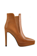 Spring Brown Ankle Boots Thin High Heels Concise Mature Booties