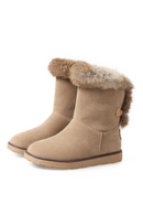 Winter Women Snow Furry Boots Thick Fur Lady Shoes Low Heels