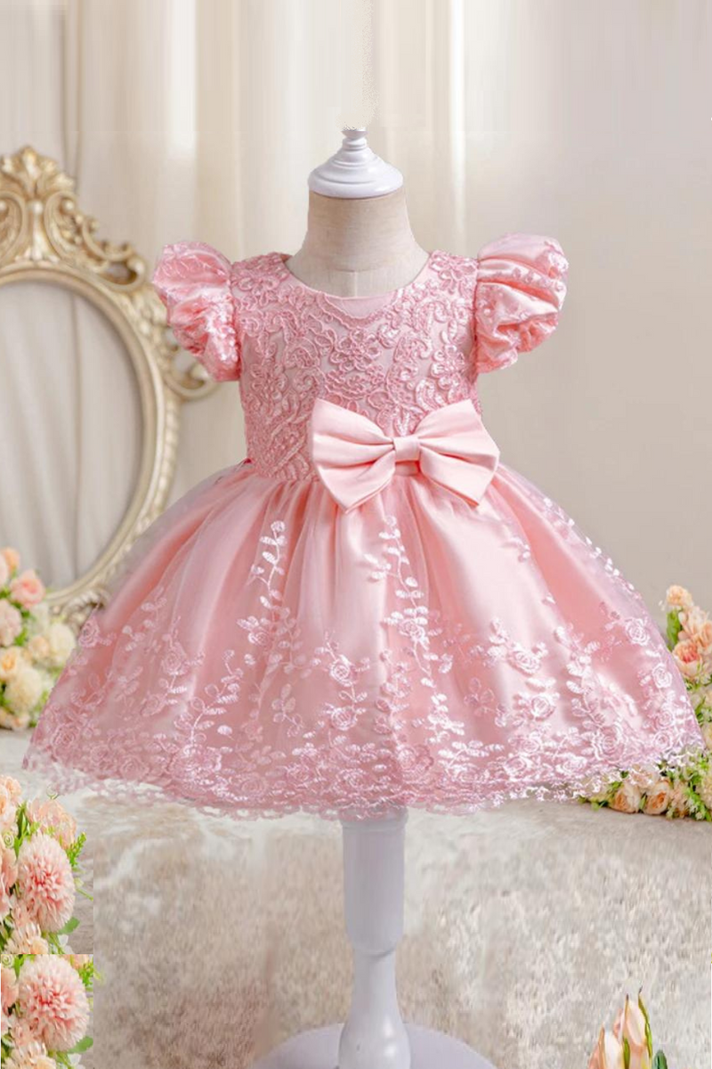 Girls lace Princess Dress Old Children's Flower Puff Sleeve Dress Baby Birthday Party Performance Dress