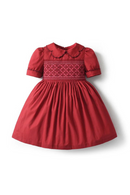 Embroidered Dress Newborn Ruffled Collar Children Smocked Dresses with Button Baby Girls Clothes Kids