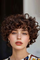 Brown Short Pixie Cut Curly Bob Hair Wigs For Women Hair