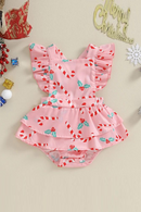 Summer Christmas Infant Baby Girl Cute Ruffle Sleeveless Candy Jumpsuit Playsuit Xmas Clothes