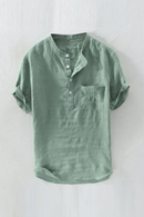 Men Casual Blouse Linen Shirt Loose Tops Tee Shirt Summer Casual Handsome Men Shirts