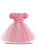 Girl Kids Party Dress Baby Petal Princess Birthday Wedding Gown Clothes Short Sleeve Evening Pageant Children Costume