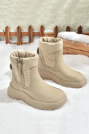 Snow Boots Women Genuine Leather Round Toe Non-Slip  Waterproof Solid Neutral Winter Ladies Shoes Handmade