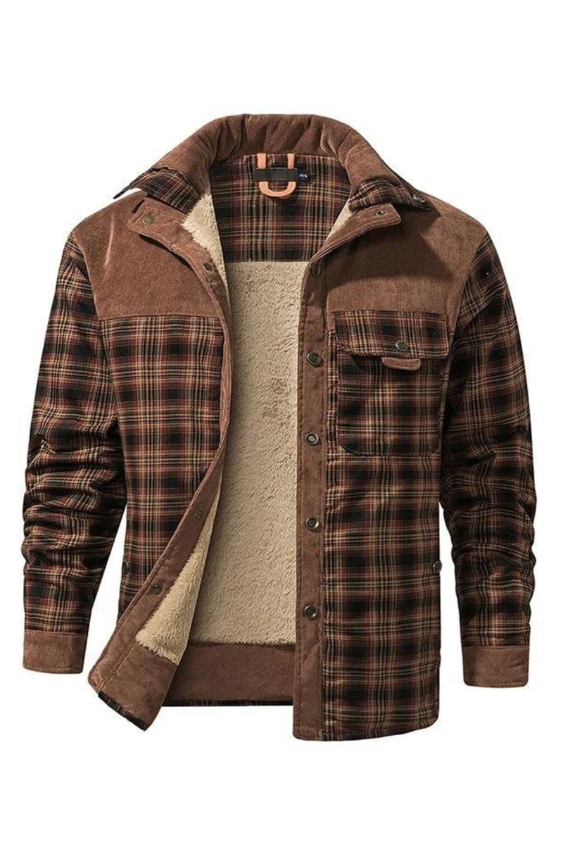 Winter Jacket Men Fleece Thick Warm Cotton Plaid Jacket Autumn Men Casual Coat Warm Lining Jacket Man