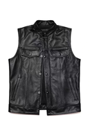 Autumn Winter Men's Faux Leather Waistcoat Classical Men Stand Collar Motorcycle Biker Leather Vest