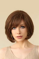 Short Straight Lace Front Human Hair Wigs with Bangs for  Bob Natural Wavy Layered Wigs
