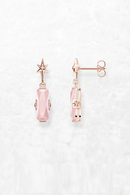 Pink Stone Rose Gold Plated Stud Earrings Europe Romantic Fine Jewerly For Women Gift In Real 925 Sterling Silver