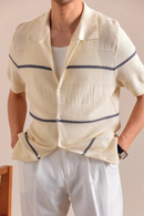 Linen Cardigan T-shirt Men Lapel Knitted Casual Polo Shirt Summer Man Polo Shirt