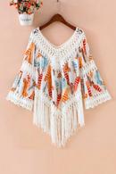 Bohemia Tassel Women Blouse Summer Flare Sleeved Loose Female Pulls Outwear Tops