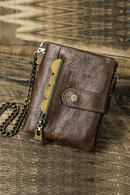 Genuine Leather Men Wallet Anti Theft Chain RFID Casual Money Clip Male Wallets Coin Pocket