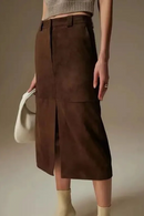 Lady Luxury Leather Skirt Women Skirt Spring Autumn Genuine Midi Dress