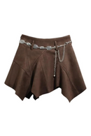 Women's Skirt Summer Clothing Irregular Skirt Pleated Belts Beading Clothing Design Short Skirts