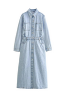 Vintage Washed Straight Women Denim Dress Women