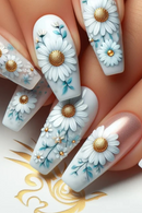 24pcs Spring Rural Rose False Nails Nail Tips Wearable Full Cover Glossy Sweet Press on Nails