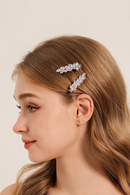 Silver Sparkling Zirconia Hair Clips Leaf Petal Alloy Hair Clip For Women Opening Ceremony Headpiece Hair Accessories