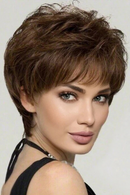 Short Pixie Cut Wig Straight Human Hair Wigs for Women Dark Brown Wigs