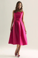 Bridesmaid Dress Taffeta Straps Sleeveless With Bows Pleats Wedding Party Dresses