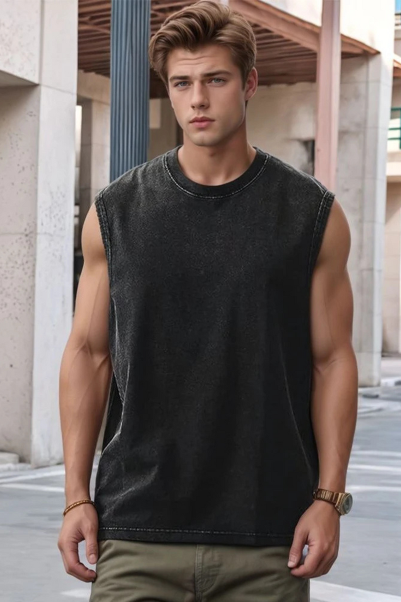 Summer Men Tank Tops Sleeveless T Shirts Running Beach Cutoff Tees