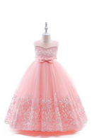 Kids Wedding Bridesmaids Long Dresses Beaded Embroidery Lace Children Girls Ball Gowns Dinner Formal Occasion Evening