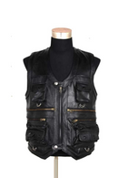 Genuine Leather Vest Sleeveless Jacket Men Casual Vest Many Pockets Brown Black Waistcoat Windproof Jacket Vest