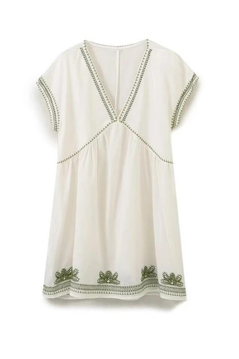 Summer Women Casual Loose Floral Embroidered Short Dress