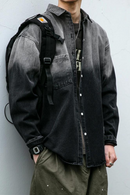 Washed gradient denim shirt for men clothing casual