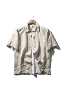 Linen Solid Color Linen Short-sleeved Shirt Men Summer Casual Thin Breathable General Shirt