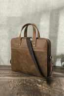 Genuine Leather Men Briefcase Vintage Large Laptop Bag for 14 Inch Shoulder Messenger Bags Male