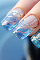 24Pcs Glitter Design Full Cover Press on Square Fake Nails DIY Manicure Nail Art Tools