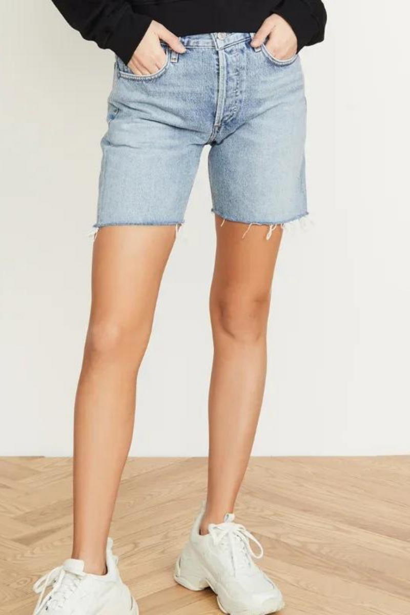 Quarter Pants Europe and America High Waist Scattered Edge Quarter Denim Shorts Women