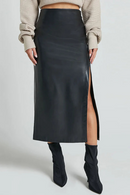 Leather Skirt With Slit For Women Slim High Waist Office Skirts Women