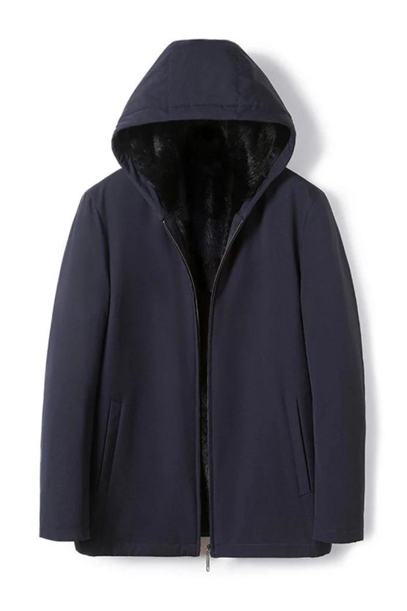Men Luxury Hooded Parka Winter Slim Fit with Real Mink Fur Lining Casual & Formal Wear