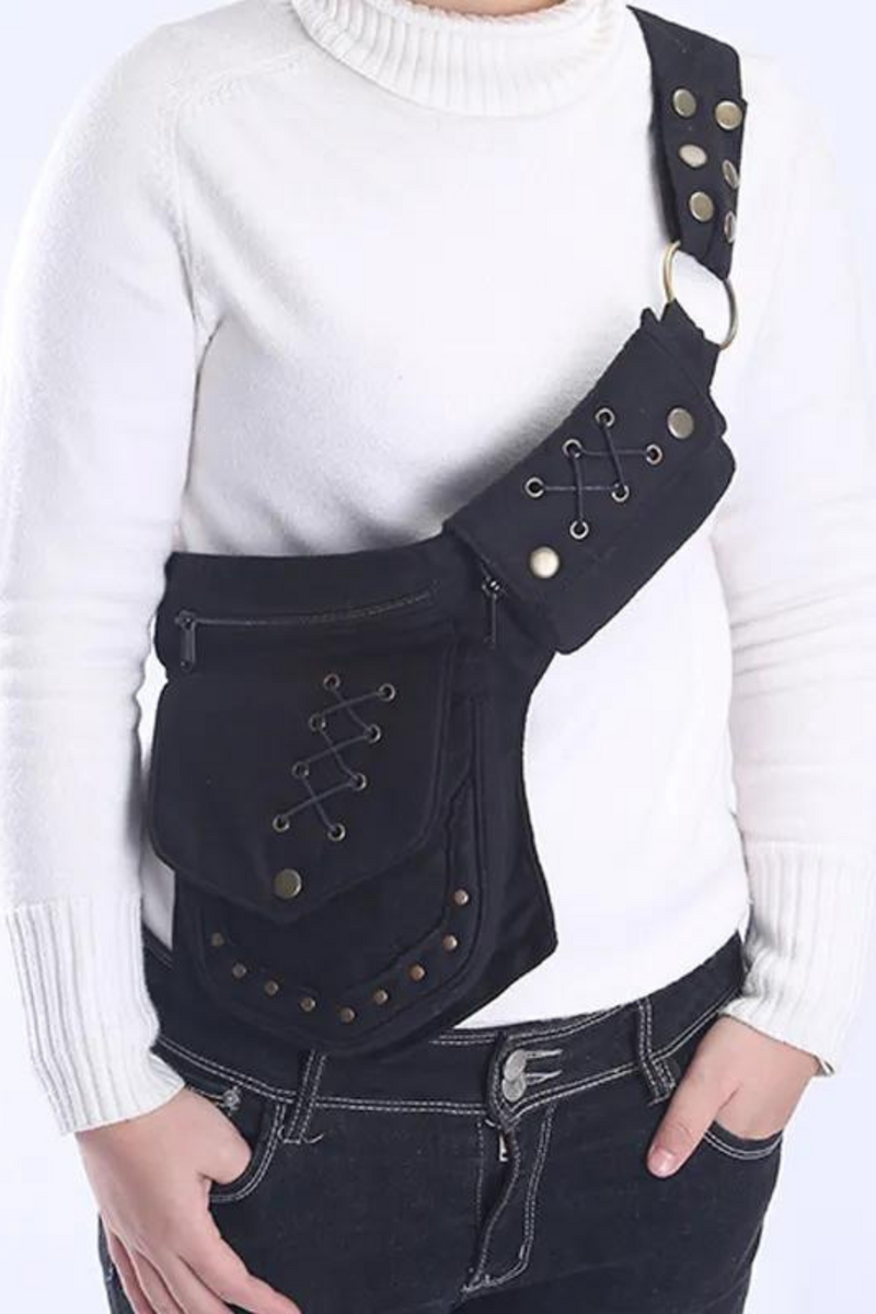 Vintage Unisex Fanny Pack Multi-pockets Waist Bag Canvas Hip Bum Bag Women Chest Bag Bohemian Leg Phone Bag