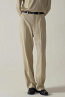Casual Wool Suit Trousers Female High Waist Loose Straight Pant Women