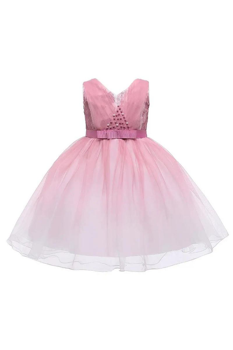 Elegant Hollow Lace Girls Dresses Sleeveless Kids Clothing for Children Princess Party Costumes