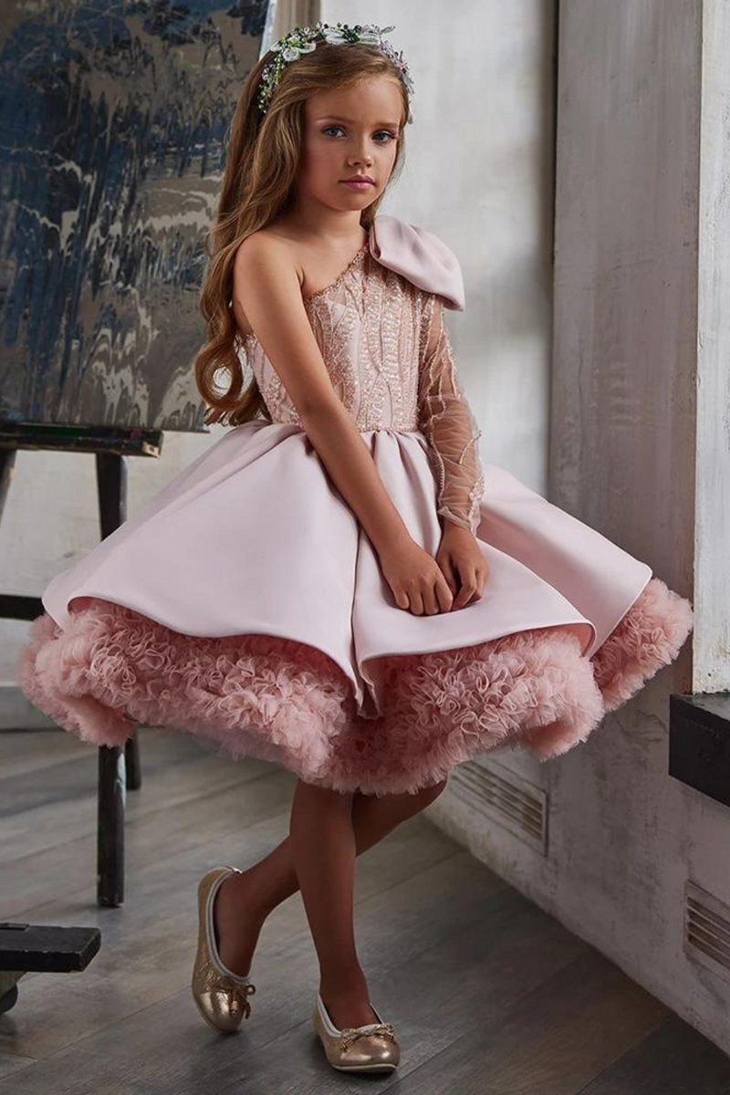 Flower Girl Dress Puffy Girl Dress Pink Cute Baby Girl Dress Girl Birthday Party Gowns First Communion Dress