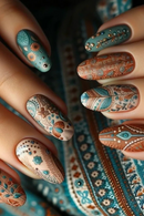 24pcs Retro Nails Press on Nails Glossy Medium Oval Nails Full Cover Wearable Artificial Fingertips